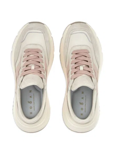 Hogan Hi-fi Ivory And Pink Sneakers In White