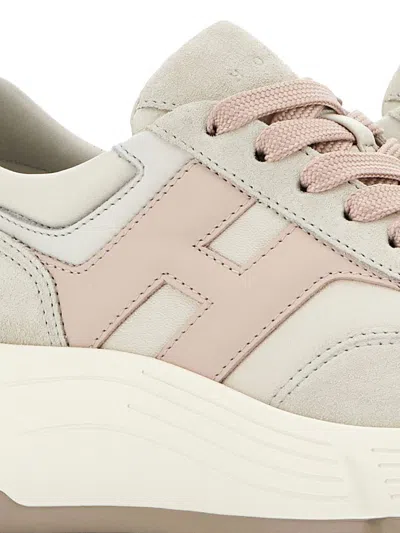 Hogan Hi-fi Ivory And Pink Sneakers In White