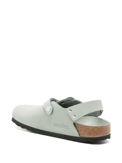 Birkenstock 'tokio' Light Blue Mules With Buckles On The Front And Back In Grey