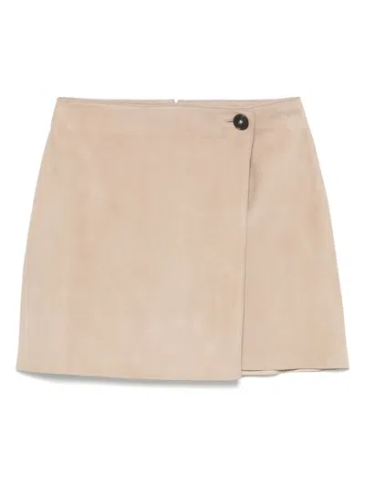 Yves Salomon Suede Mini Skirt In Brown