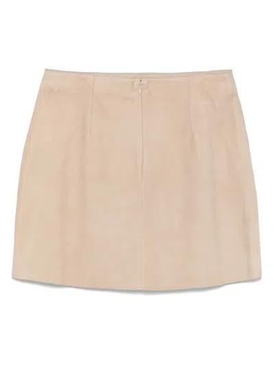 Yves Salomon Suede Mini Skirt In Brown