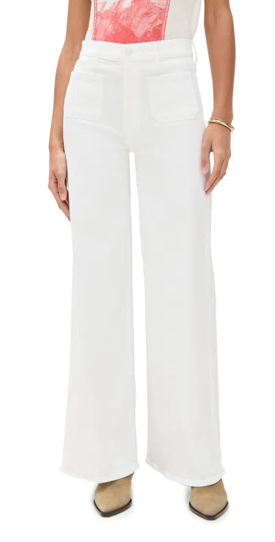 Mother The Insider Step Hem Crop Bootcut Jeans In White