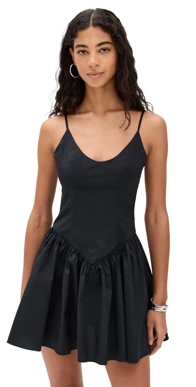 Staud Dena Cotton Poplin Minidress In Black