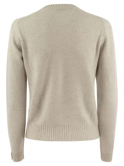 Brunello Cucinelli Crew-neck Cashmere Sweater In Cream