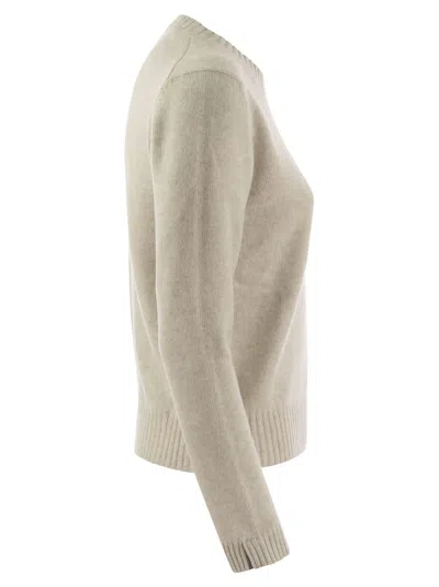 Brunello Cucinelli Crew-neck Cashmere Sweater In Cream