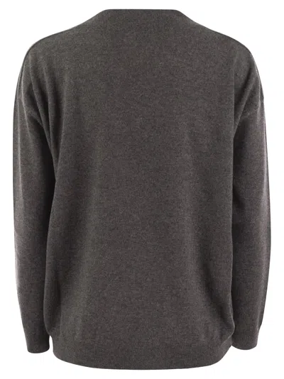 Brunello Cucinelli Cashmere Sweater With Shiny Neckline In Purple