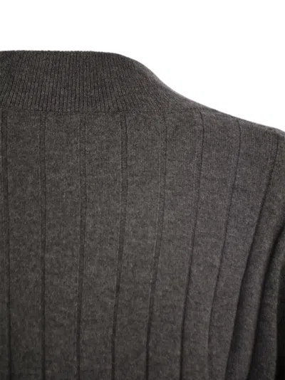 Brunello Cucinelli Cashmere Sweater With V-neck And Necklace In Multicolor