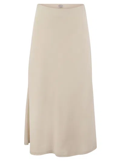 Brunello Cucinelli Flute Skirt In Comfort Viscose Couture Twill In Cream