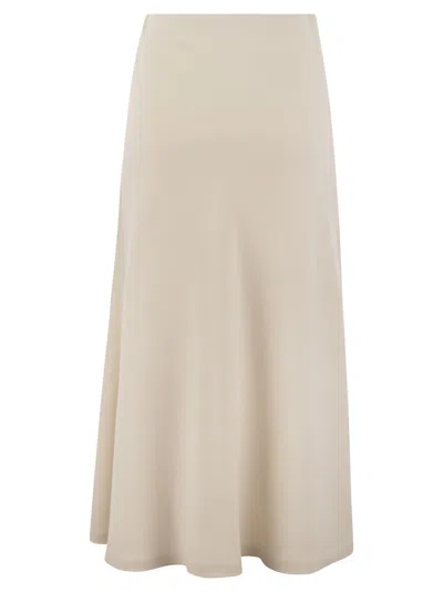 Brunello Cucinelli Flute Skirt In Comfort Viscose Couture Twill In Cream