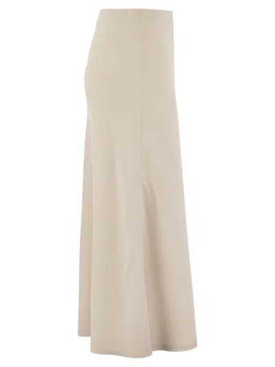 Brunello Cucinelli Flute Skirt In Comfort Viscose Couture Twill In Cream