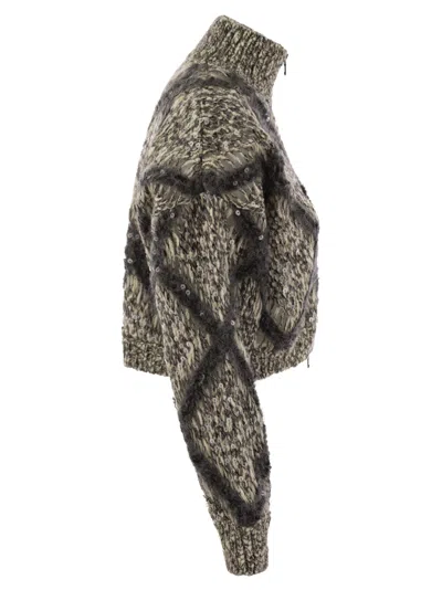 Brunello Cucinelli Diamond-pattern Cardigan In Multi