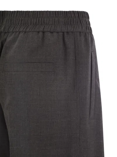 Brunello Cucinelli Women Loose Track Trousers In Virgin Wool Organza In Gray