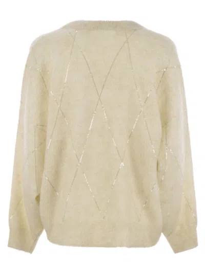 Brunello Cucinelli Sparkling Mohair And Wool Sweater In Cream