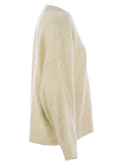 Brunello Cucinelli Sparkling Mohair And Wool Sweater In Cream
