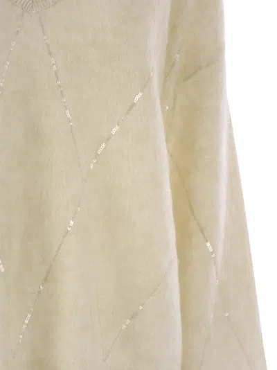 Brunello Cucinelli Sparkling Mohair And Wool Sweater In Cream