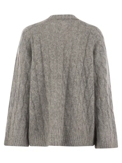 Brunello Cucinelli Wool And Mohair Sweater With Monili In Gray