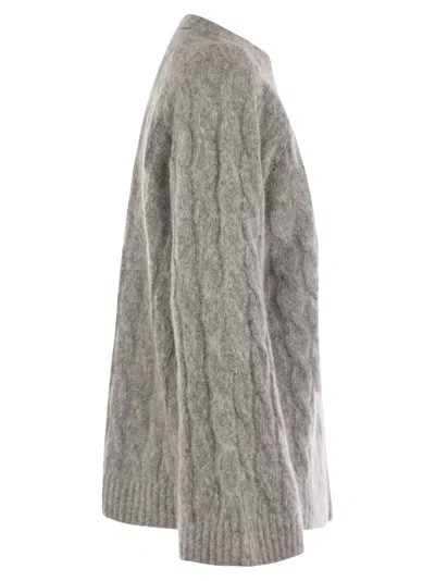 Brunello Cucinelli Wool And Mohair Sweater With Monili In Gray