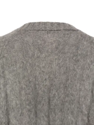 Brunello Cucinelli Wool And Mohair Sweater With Monili In Gray