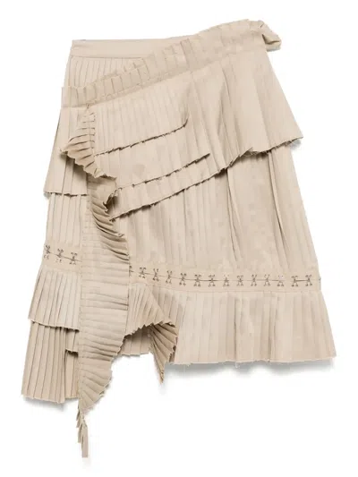 撕裂效果褶饰半身裙