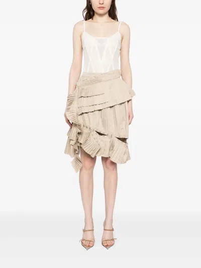 撕裂效果褶饰半身裙