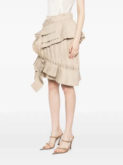 撕裂效果褶饰半身裙