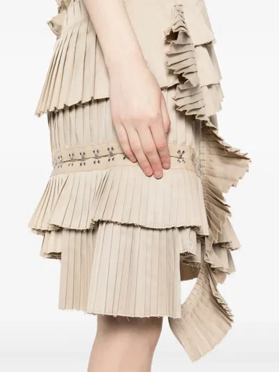 撕裂效果褶饰半身裙