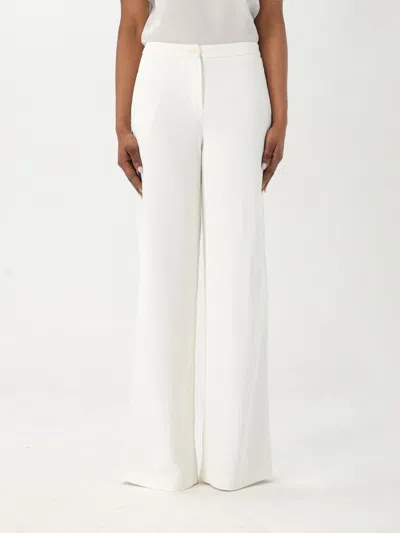 Emporio Armani Icon Compact Piqué Palazzo Trousers In White
