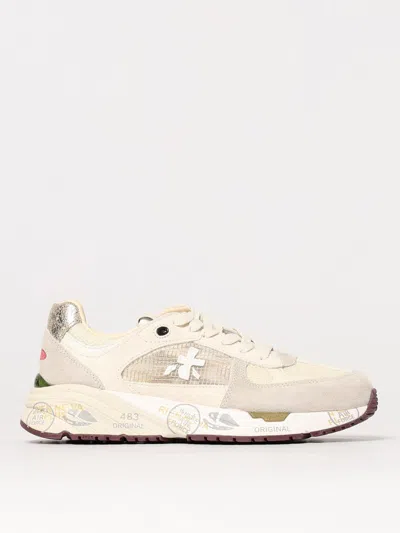 Premiata White Mased Sneakers In White
