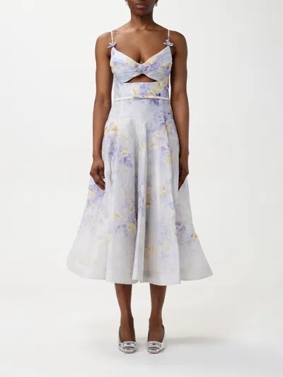 Zimmermann Crush Midi Dress In Neutrals