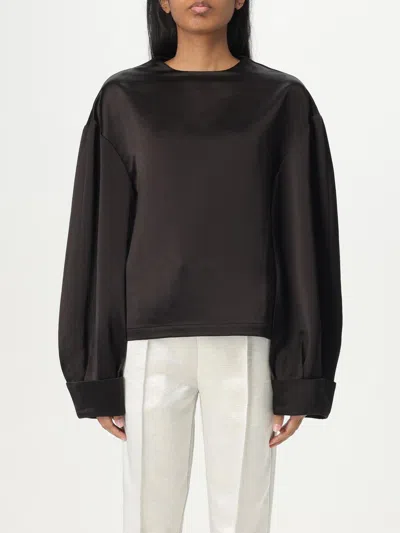 Jw Anderson Twisted Sleeve Satin Top In Black