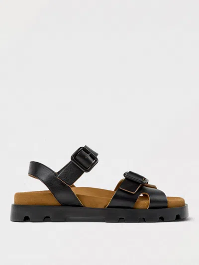 Camper Flat Sandal  Woman Color Black In Black