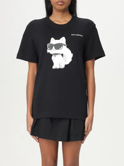 Karl Lagerfeld Ikon Choupette Aquarelle T-shirt In Black