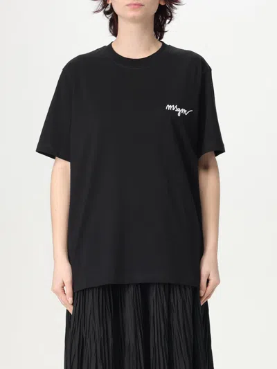Msgm Crewneck T-shirt In Black
