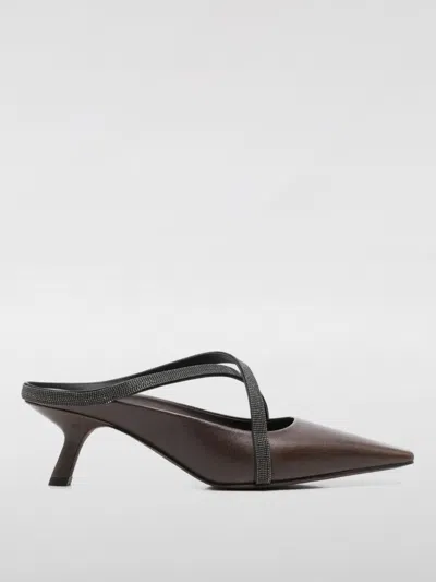 Brunello Cucinelli Square Pointed Sandals In Brown