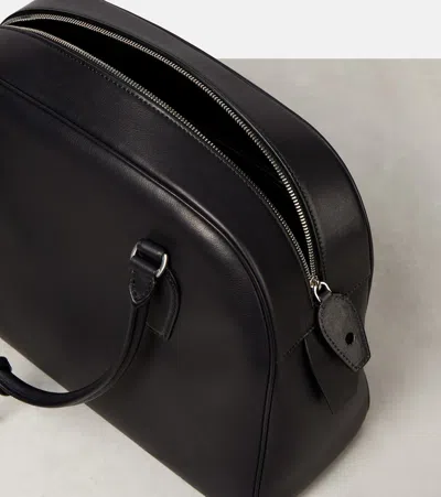 The Row India Medium Leather Tote Bag In Black