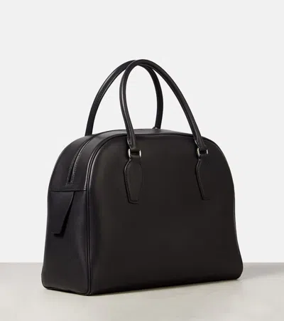 The Row India Medium Leather Tote Bag In Black