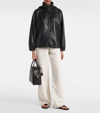 The Row India Medium Leather Tote Bag In Black