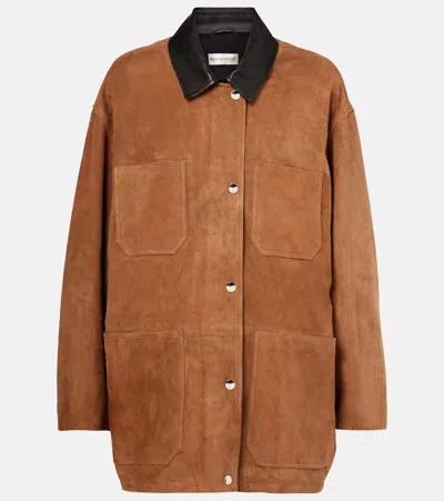 Nour Hammour Barn Leather-trimmed Suede Jacket In Brown