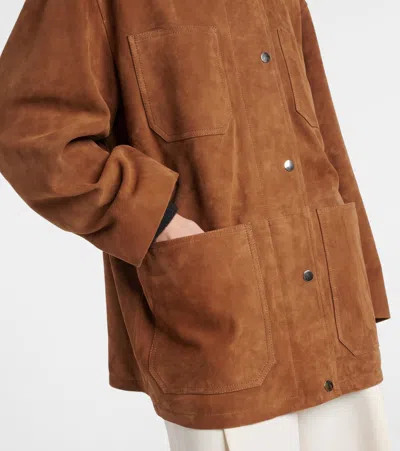 Nour Hammour Barn Leather-trimmed Suede Jacket In Brown