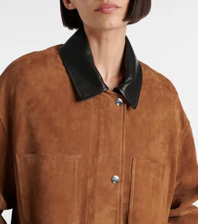 Nour Hammour Barn Leather-trimmed Suede Jacket In Brown