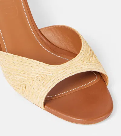 Staud Brigitte Raffia Kitten-heel Mules In Beige