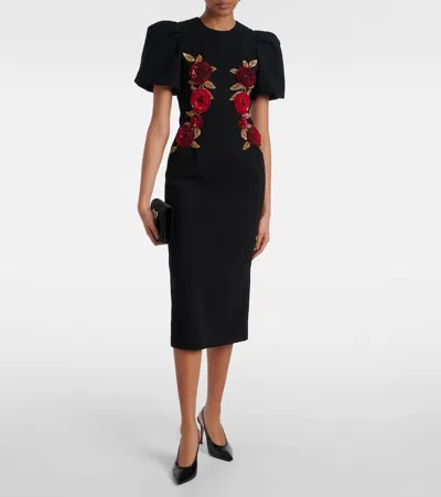 Rebecca Vallance Rosetta Midi Dress In Black