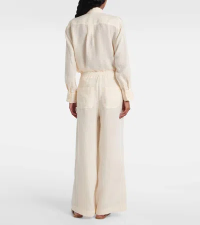 Eres Select Linen Wide-leg Pants In White