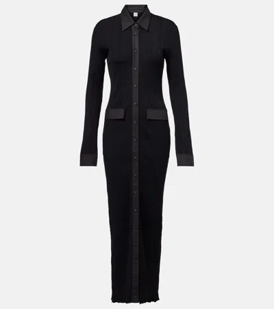 Totême Knitted Shirt Maxi Dress In Black