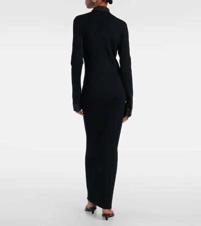 Totême Knitted Shirt Maxi Dress In Black