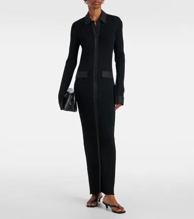 Totême Knitted Shirt Maxi Dress In Black