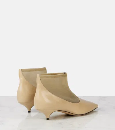 The Row Pointed Mesh Kitten-heel Booties In Beige