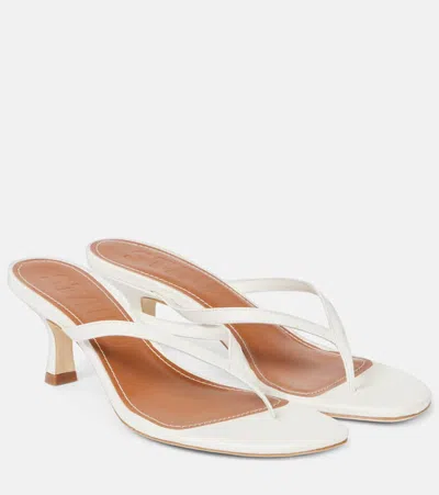 Staud Freja Leather Thong Sandals In White