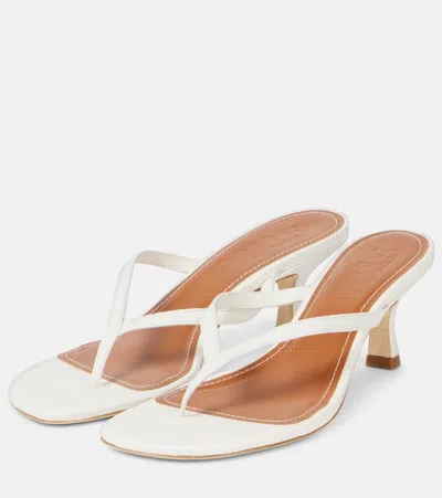 Staud Freja Leather Thong Sandals In White