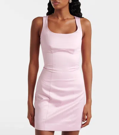 Rotate Birger Christensen Rotate Satin Flower Dress With Square Neckline In Pink